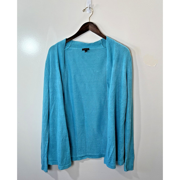 Talbots Women’s Linen Open Knit Cardigan Size L Blue Beachy Classic Resortcore - Picture 1 of 7